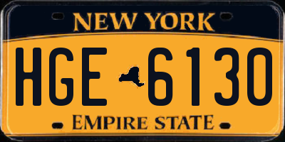 NY license plate HGE6130