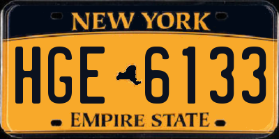 NY license plate HGE6133