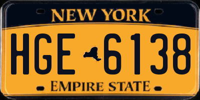 NY license plate HGE6138