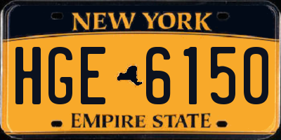 NY license plate HGE6150