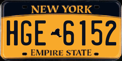 NY license plate HGE6152