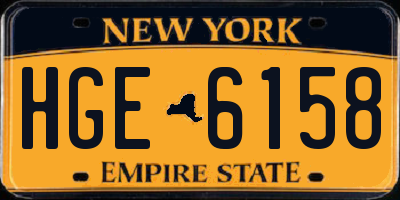 NY license plate HGE6158