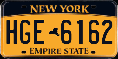 NY license plate HGE6162