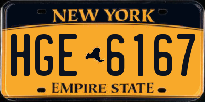 NY license plate HGE6167