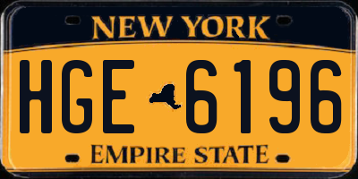 NY license plate HGE6196