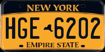 NY license plate HGE6202