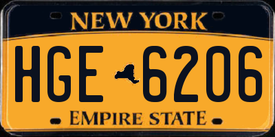 NY license plate HGE6206