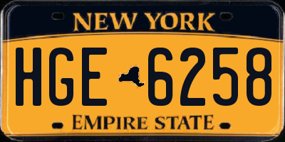 NY license plate HGE6258