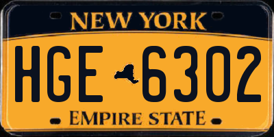 NY license plate HGE6302