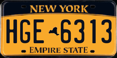 NY license plate HGE6313