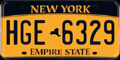 NY license plate HGE6329