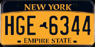 NY license plate HGE6344