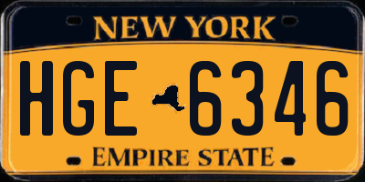 NY license plate HGE6346