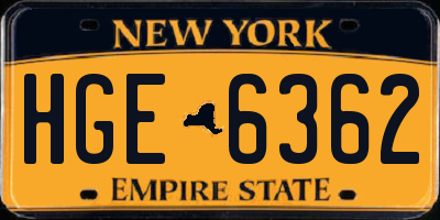 NY license plate HGE6362
