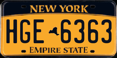 NY license plate HGE6363