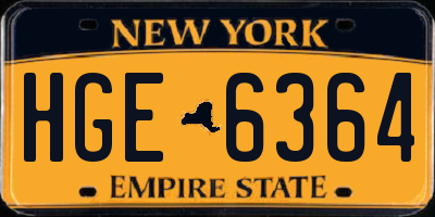 NY license plate HGE6364