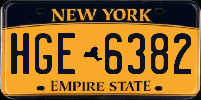NY license plate HGE6382