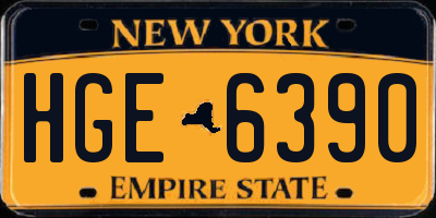 NY license plate HGE6390
