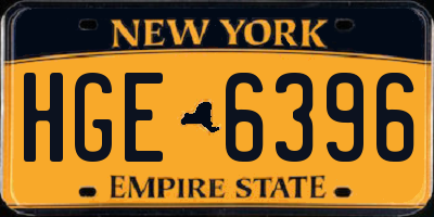 NY license plate HGE6396