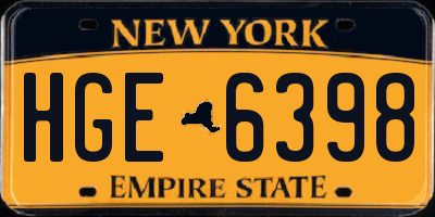 NY license plate HGE6398