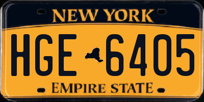 NY license plate HGE6405