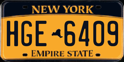NY license plate HGE6409