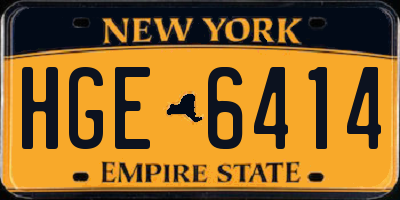 NY license plate HGE6414