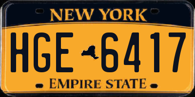 NY license plate HGE6417