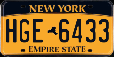 NY license plate HGE6433