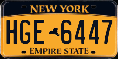 NY license plate HGE6447