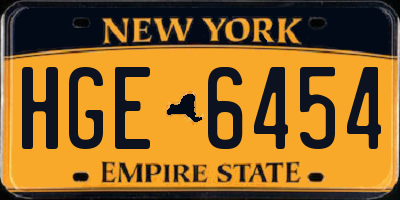 NY license plate HGE6454