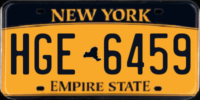 NY license plate HGE6459