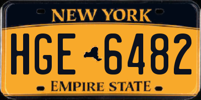 NY license plate HGE6482