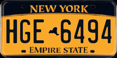 NY license plate HGE6494
