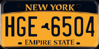 NY license plate HGE6504