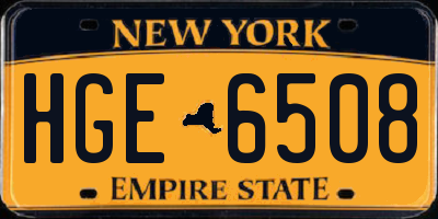 NY license plate HGE6508