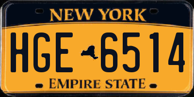 NY license plate HGE6514