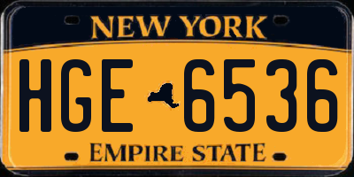NY license plate HGE6536