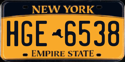 NY license plate HGE6538