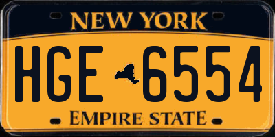 NY license plate HGE6554