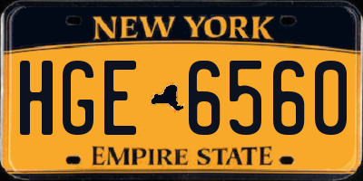 NY license plate HGE6560