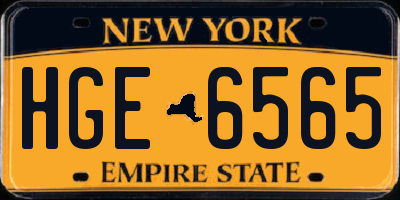 NY license plate HGE6565