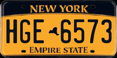 NY license plate HGE6573