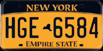 NY license plate HGE6584