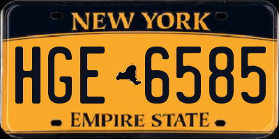 NY license plate HGE6585