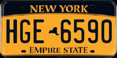 NY license plate HGE6590