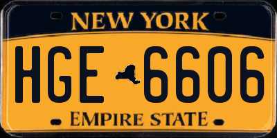 NY license plate HGE6606