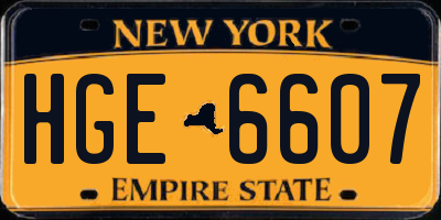 NY license plate HGE6607
