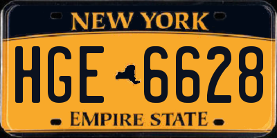 NY license plate HGE6628