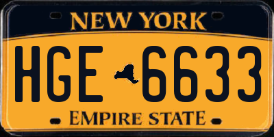 NY license plate HGE6633